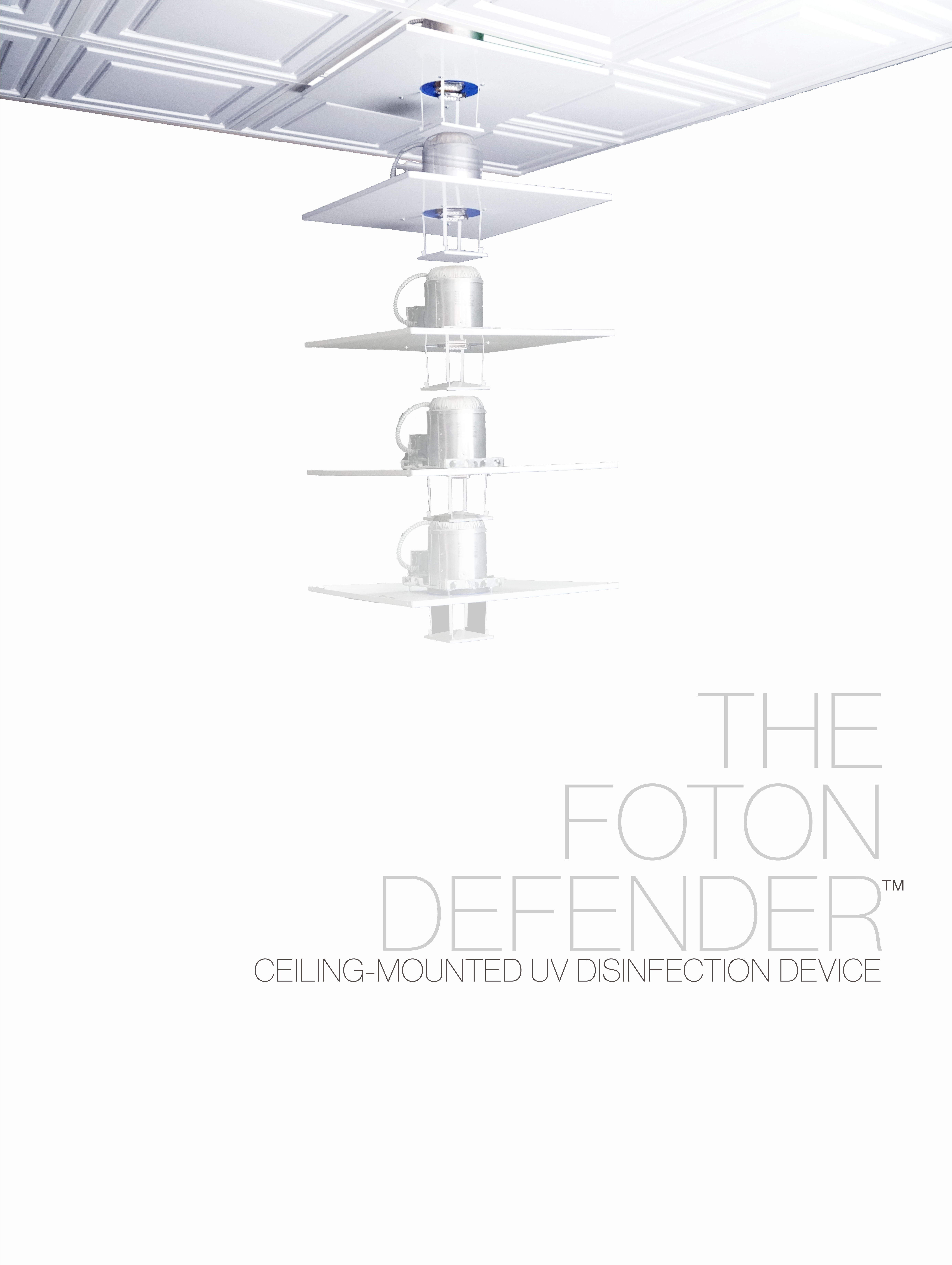 The Foton Defender ceiling-mounted UV disinfection device